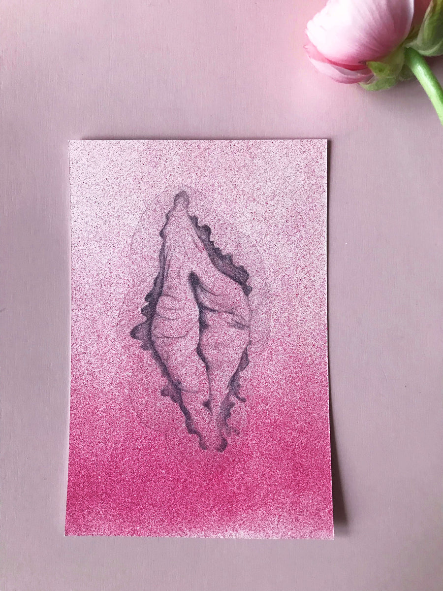 Lot de 5 cartes "Flower Vulva" / Carine Bovey
